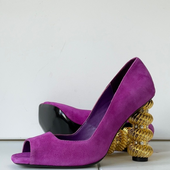 I AM JENNIFER LE Womens Purple Open Toe Suede Heels EU40 US9M - Picture 7 of 8